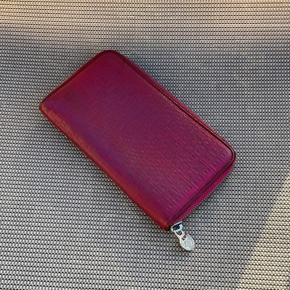 Bally Red Embossed Zip Wallet - Picture 1 of 15